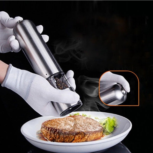 Stainless steel electric pepper and salt grinder