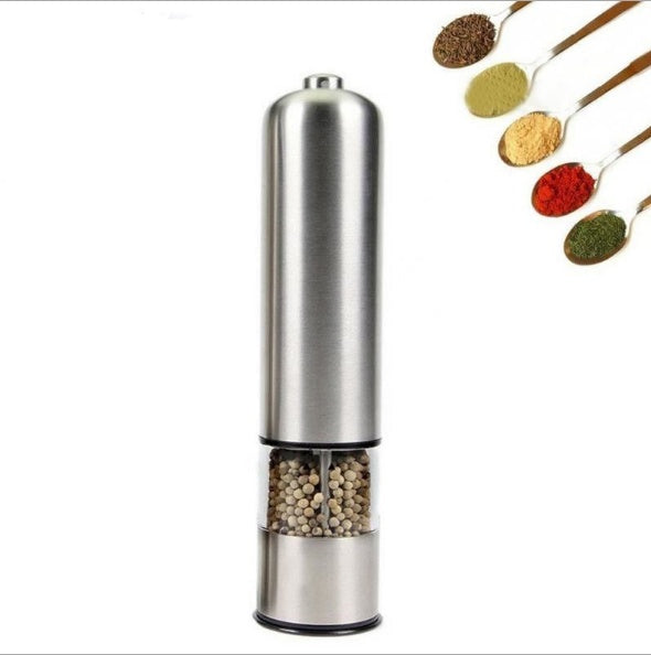 Stainless steel electric pepper and salt grinder