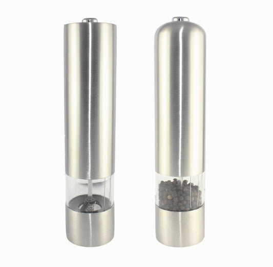 Stainless steel electric pepper and salt grinder